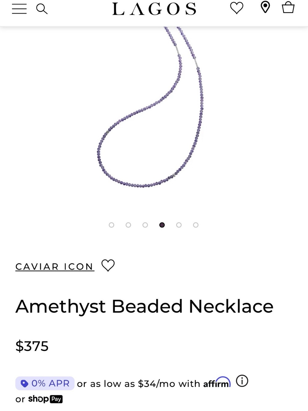 Lagos Amethyst caviar beaded necklace